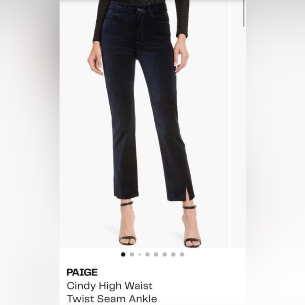 PAIGE Dark Blue Ankle Velvet Ankle Jeans, size 30